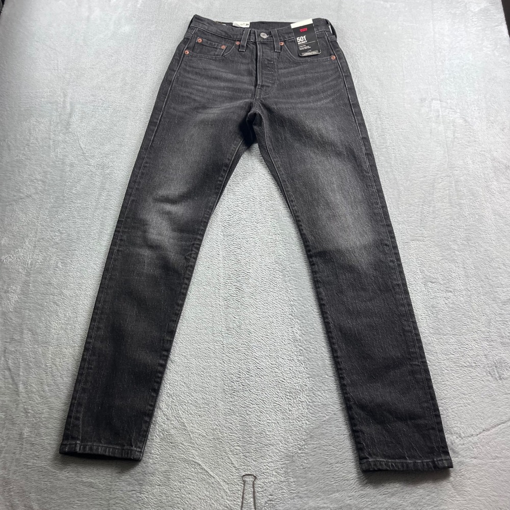 Levis 501 Skinny Jeans Womens 24x30 High Rise Faded Black Denim 295020248